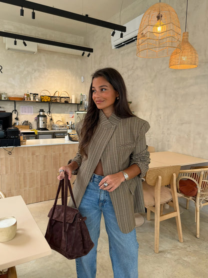 CATALINA | BLAZER CUADROS TAUPE