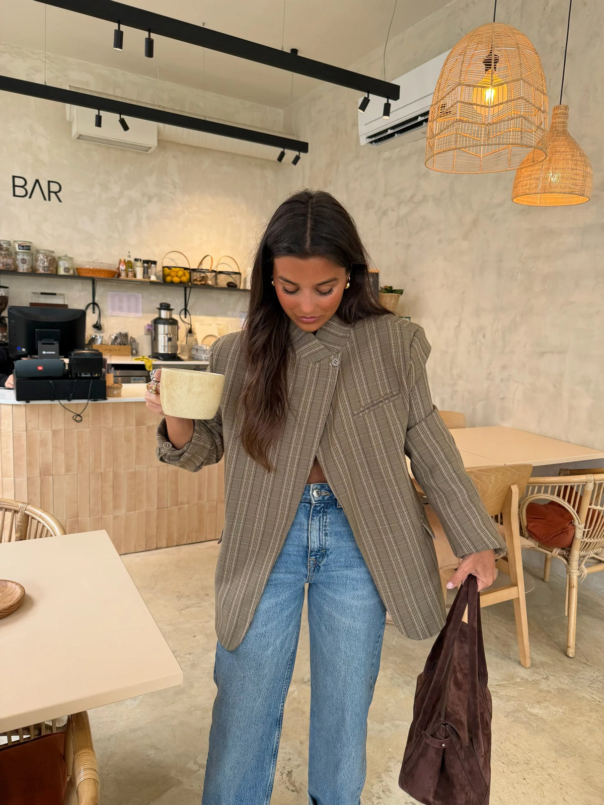 CATALINA | BLAZER CUADROS TAUPE