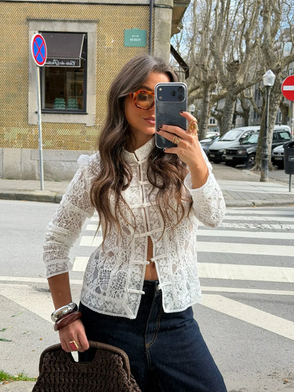 ALEXANDRA | BLUSA ENCAJE MARFIL