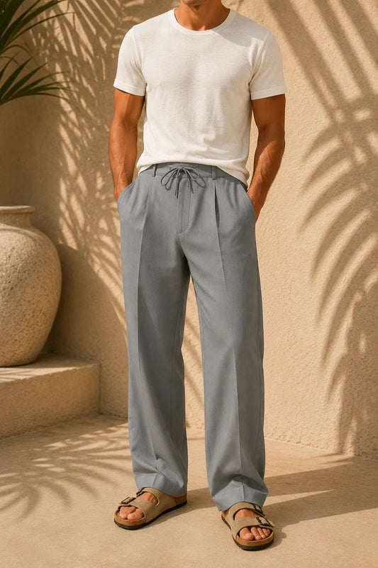 MARIO | PANTALONES RETOS DE ALGODÓN Y LINO